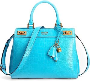 SAC GUESS BLEU:GUESS Katey Croc Maimie Luxury Satchel Bright Blue