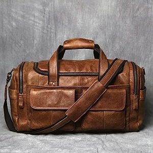 SLATIOM Sac à bagages for hommes Sac de voyage Sac de voyage en cuir véritable Capacité de grande capacité Messenger à l'épaule unique