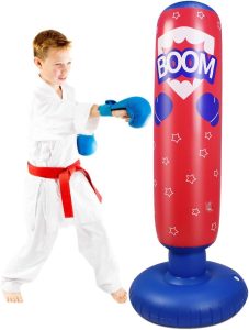 -Sac de Frappe Enfant: OhhGo Sac de frappe gonflable pour enfants sur pied pour entraînement de fitness, soulagement du stress