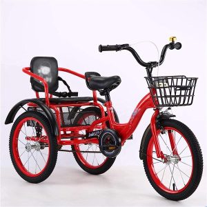 Vélo pour Enfants/Tricycle Double/Poussette Jumelle Garçon/Fille Vélo D'extérieur/Tricycle 16 Pouces Vélo De Croisière pour Enfants