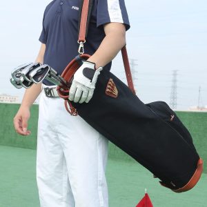 Sac de Golf Cuir  :Tourbn Tourbon Grand sac de golf Sunday en toile et cuir pour homme et femme Noir