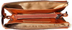 Sacs Katana Femme : Katana Pochette cuir véritable avec lanière bandoulière 5 emplacements et son coffret (Orange)