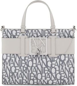 Sac Armani Blanc: Armani Exchange Essential, Susy, Durable, Logo All Over, Big Tote Femme, Multicolore