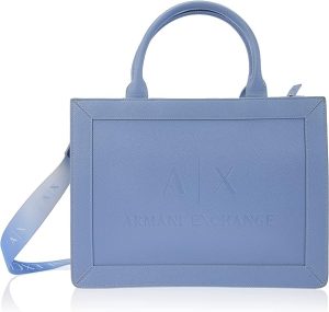 Sac Armani Bleu: Armani Exchange Layla, Big Front Logo, Zipped, Internal Pocket, fourre-Tout Femme, Taille Unique