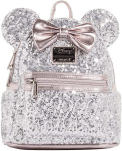 Sac Loungefly: Loungefly Disney Minnie Mouse Silver Sequin Mini Backpack
