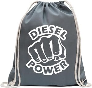 Coup de poing au diesel Fun sac à dos sport sac de remise en forme Gymbag shopping coton avec cordon Gris