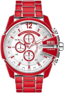 Montre Diesel Rouge: Diesel Montre Hommes Mega Chief, mouvement chronographe, montre en acier inoxydable avec un boîtier de 51 mm