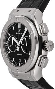 Montres Hublot prix: Hublot Montre classique Fusion automatique chronographe cadran noir cuir noir 521.NX.1171.LR pour homme