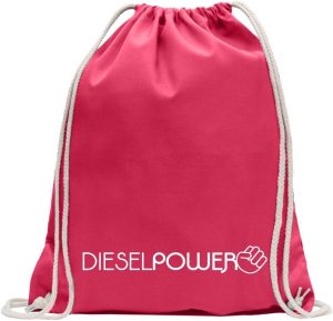 Kiwistar Puissance Diesel Amusant à Dos Sportif pour Le Fitness. Gymbag pour Le Shopping en Coton avec Cordon de Serrage :rose