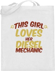 SPIRITSHIRTSHOP This Girl Loves Her Diesel Mechanic - Cette fille aime votre mécanique diesel - Femmes - Sac en jute (avec anse longue)