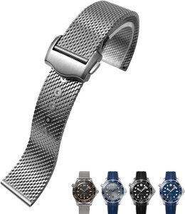Bracelet Montre Omega:RORFFK Bracelet de montre 20 mm en acier titane avec boucle pliable pour Omega Seamaster 007 pour homme